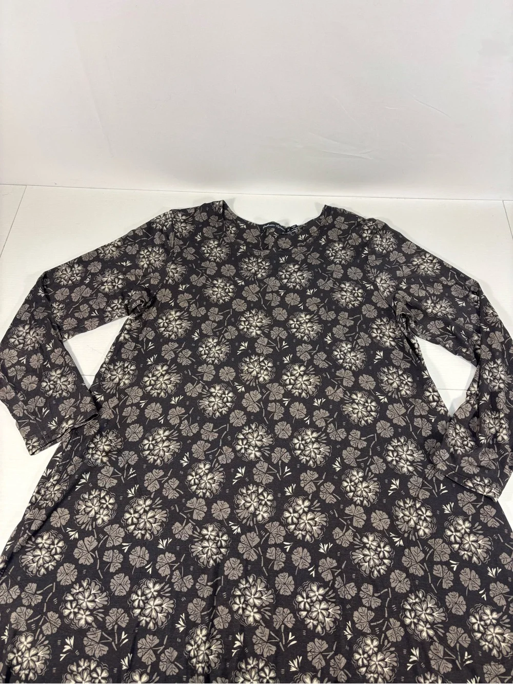 Gudrun Sjödén Pegasus Floral Lyocell Swing Dress Pockets Gray Size Medium - Picture 7 of 9